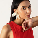 White Floral Pearls Earring