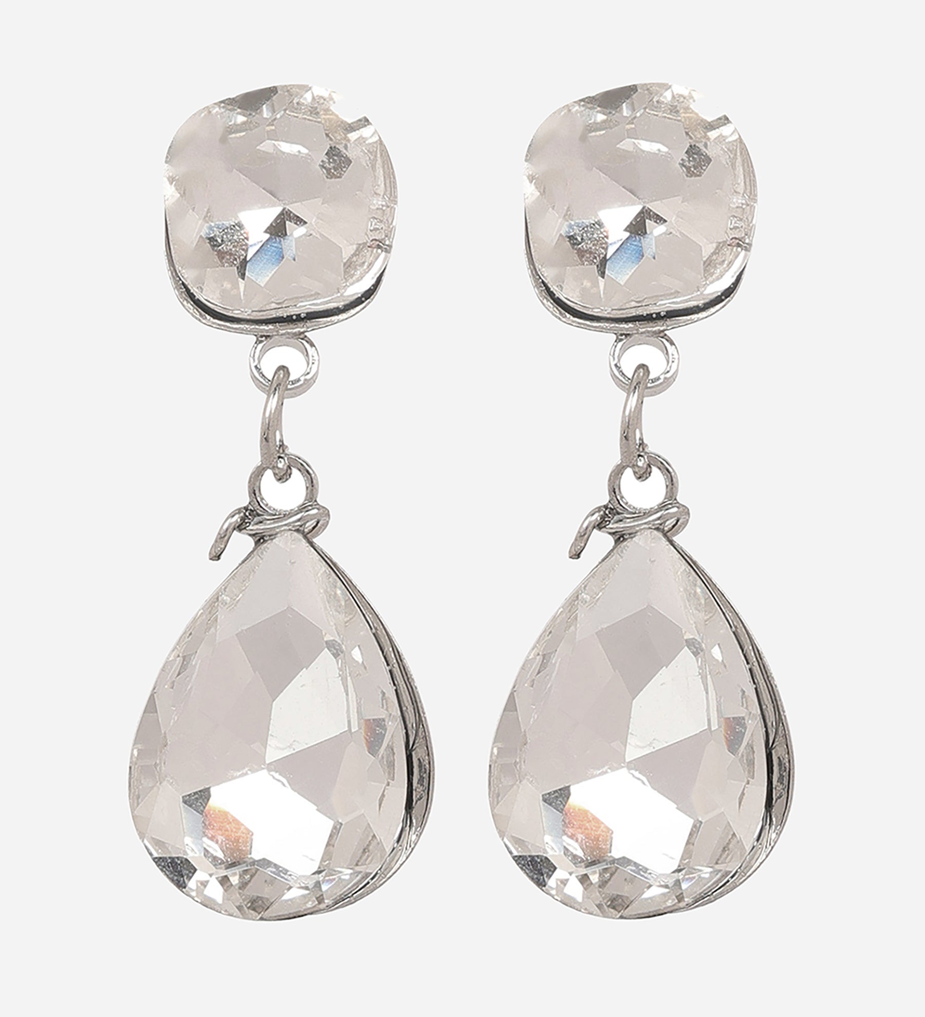 Green Cubic Zirconia Silver Plated Earrings