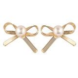 Big Bow Shape Gold Plated Eaarings with Shell Pearl