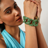 Green Gold Plated Bracelet With Adjuatable Chain