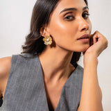 Hammered Floral  Gold plated Earrings