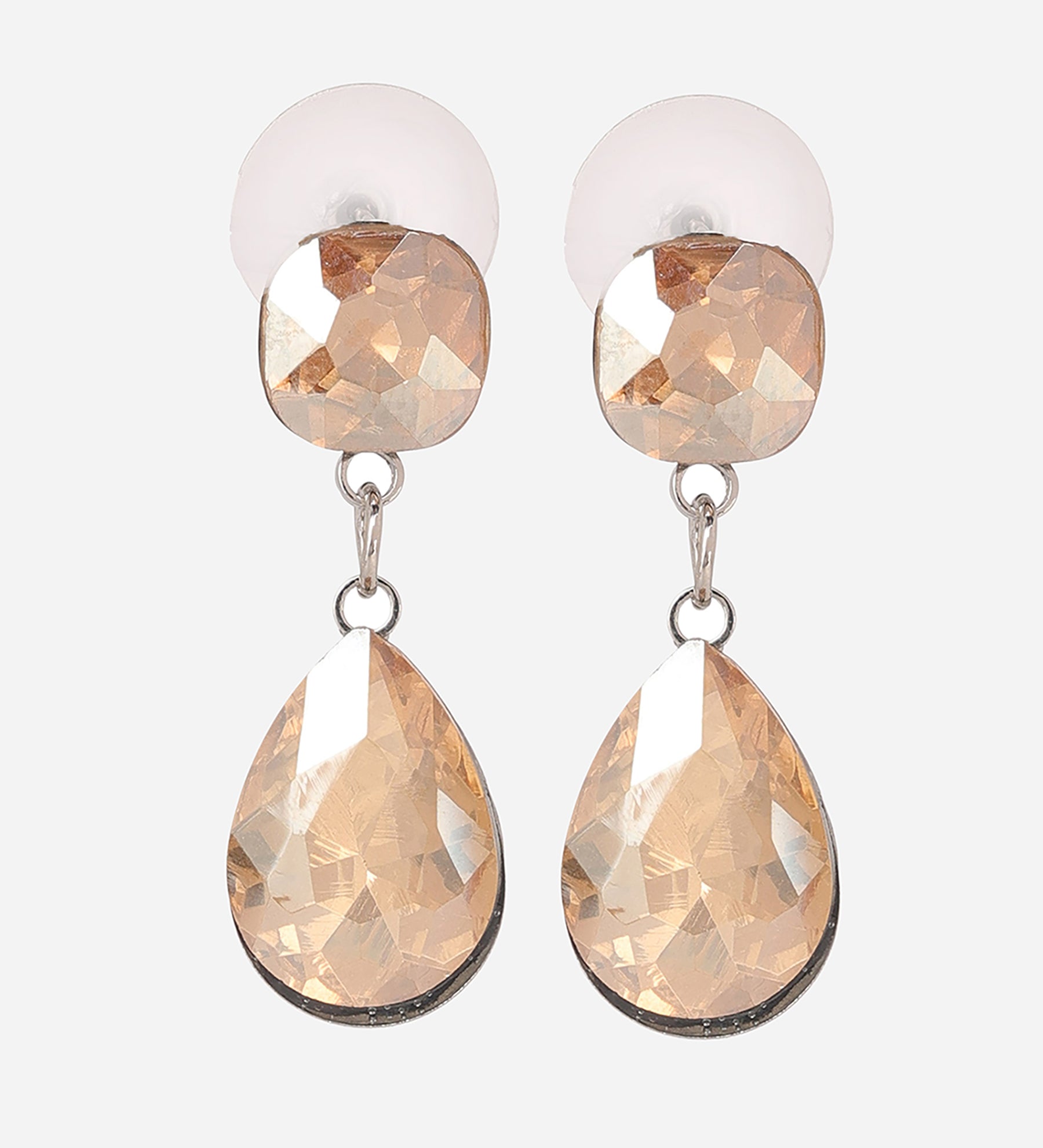 Green Cubic Zirconia Silver Plated Earrings