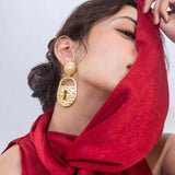 Gold Plated Mother of Pearl Lock Earrings