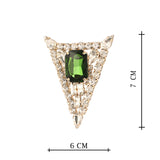 Triangle Gold Plated Plated White and Green CZ Stone Earrings