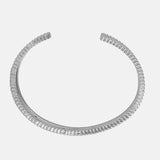 Thick Ribbed Silver Bracelet