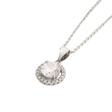 Silver Solitaire Circle Pendant Necklace