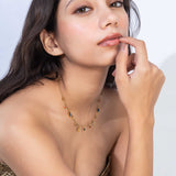 Gold Plated Multi Colour Pendants Chain Necklace with CZ Stones