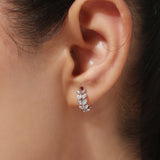 Silver Plated White CZ Stone Hoop Earrings