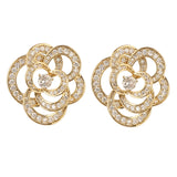 Square Shape Gold Plated White CZ Stone Earrings