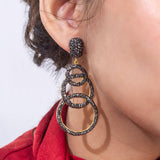 Gold Plated Long CZ Stone Earrings for Women