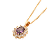 Gold Halo Oval Pendant Necklace