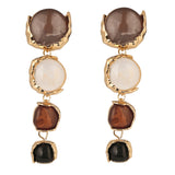 Gold Plated Multi CZ Stone Long Earrings