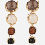 Gold Plated Multi CZ Stone Long Earrings