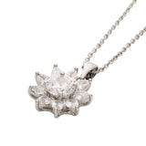 Silver Crystal Flower Pendant Necklace