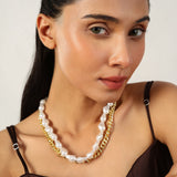 Glowing Up Gold Plated Dual Necklace With Adjustable Chain