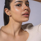 Silver Plated White CZ Stone Hoop Earrings