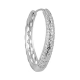 Silver Plated White CZ Stone Hoop Earrings