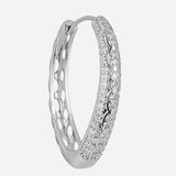 Silver Plated White CZ Stone Hoop Earrings