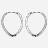 Silver Plated White CZ Stone Hoop Earrings