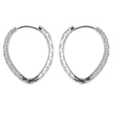 Silver Plated White CZ Stone Hoop Earrings