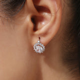 Silver Plated White CZ Stone Hanging Earrings