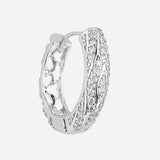 Silver Plated White CZ Stone Hoop Earrings