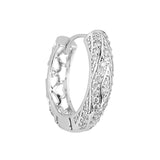 Silver Plated White CZ Stone Hoop Earrings