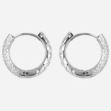 Silver Plated White CZ Stone Hoop Earrings