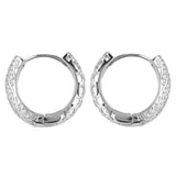 Silver Plated White CZ Stone Hoop Earrings