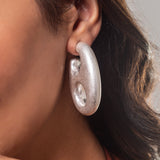 Silver Oval Dangling Earrings