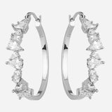 Silver Plated White CZ Stone Hoop Earrings