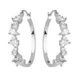 Silver Plated White CZ Stone Hoop Earrings