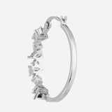Silver Plated White CZ Stone Hoop Earrings