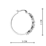 Silver Plated White CZ Stone Hoop Earrings