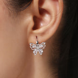 Butterfly Silver Plated Anti-Tarnish White CZ Earrings