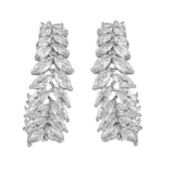 Silver Plated White CZ Stone Hoop Earrings