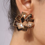 Gold Plated Black and White Stone Earrings