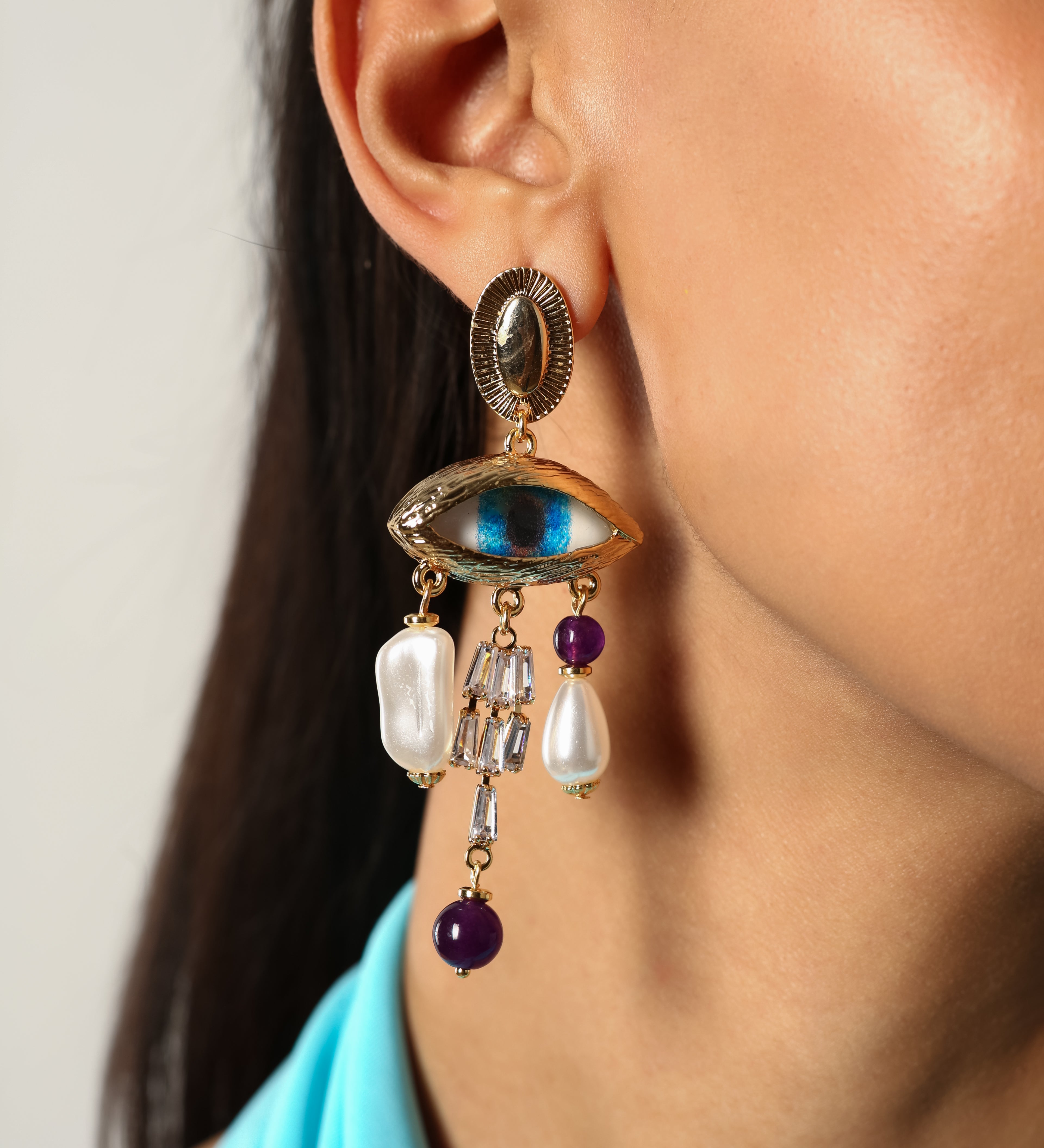 Nazar Flow Gold Plated Antitarnish Earring