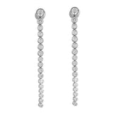 Silver Plated White CZ Stone Long Earrings