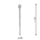 Silver Plated White CZ Stone Long Earrings