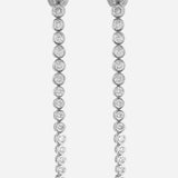 Silver Plated White CZ Stone Long Earrings