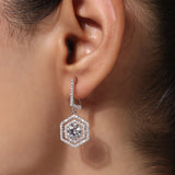 Silver Plated White CZ Stone Hanging Earrings