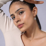 Silver Plated White CZ Stone Hanging Earrings