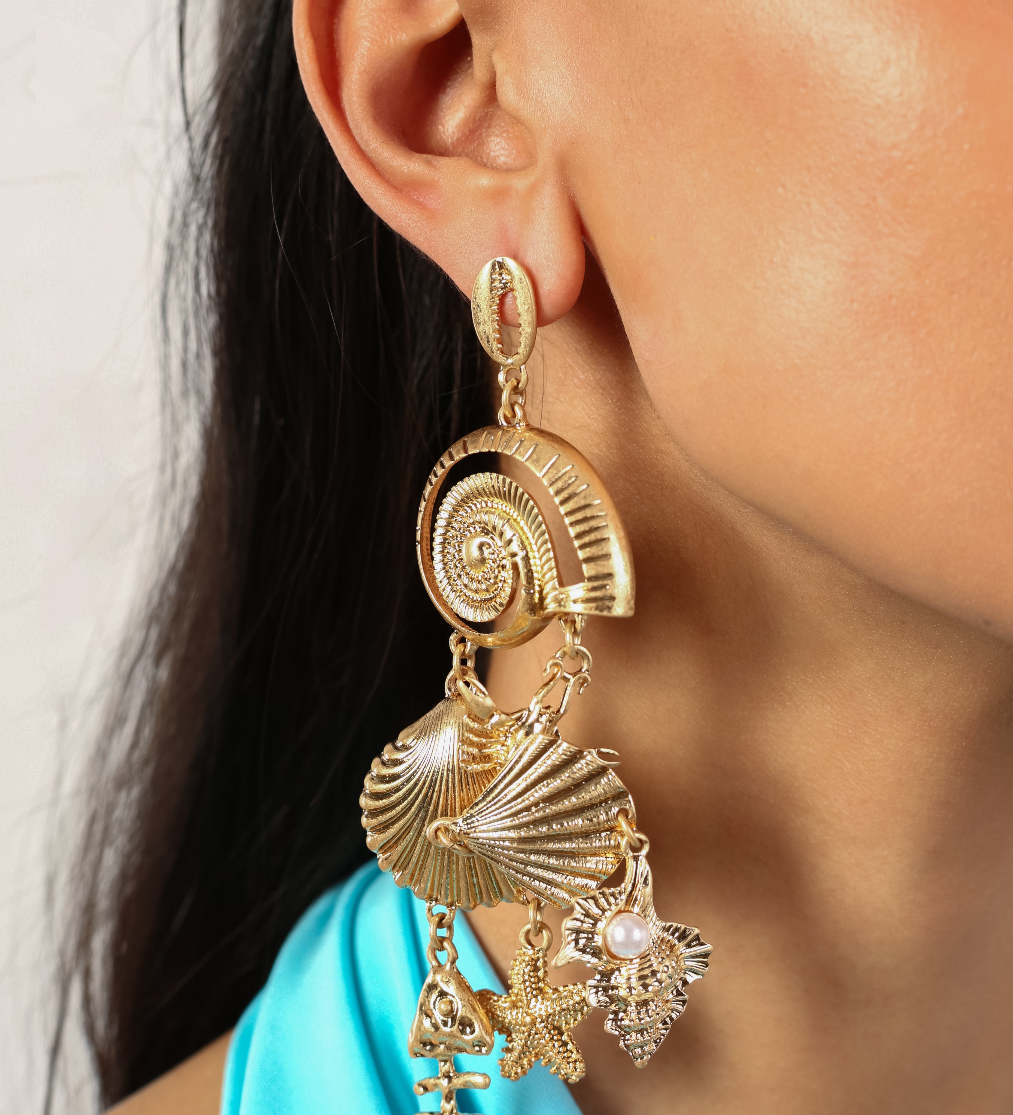 Deep Sea Gold Plated Antitarnish Earring