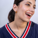 Gold Plated Mother Of Pearl Rabbit And Carrot Earrings  with Mother of Pearl and CZ Stone