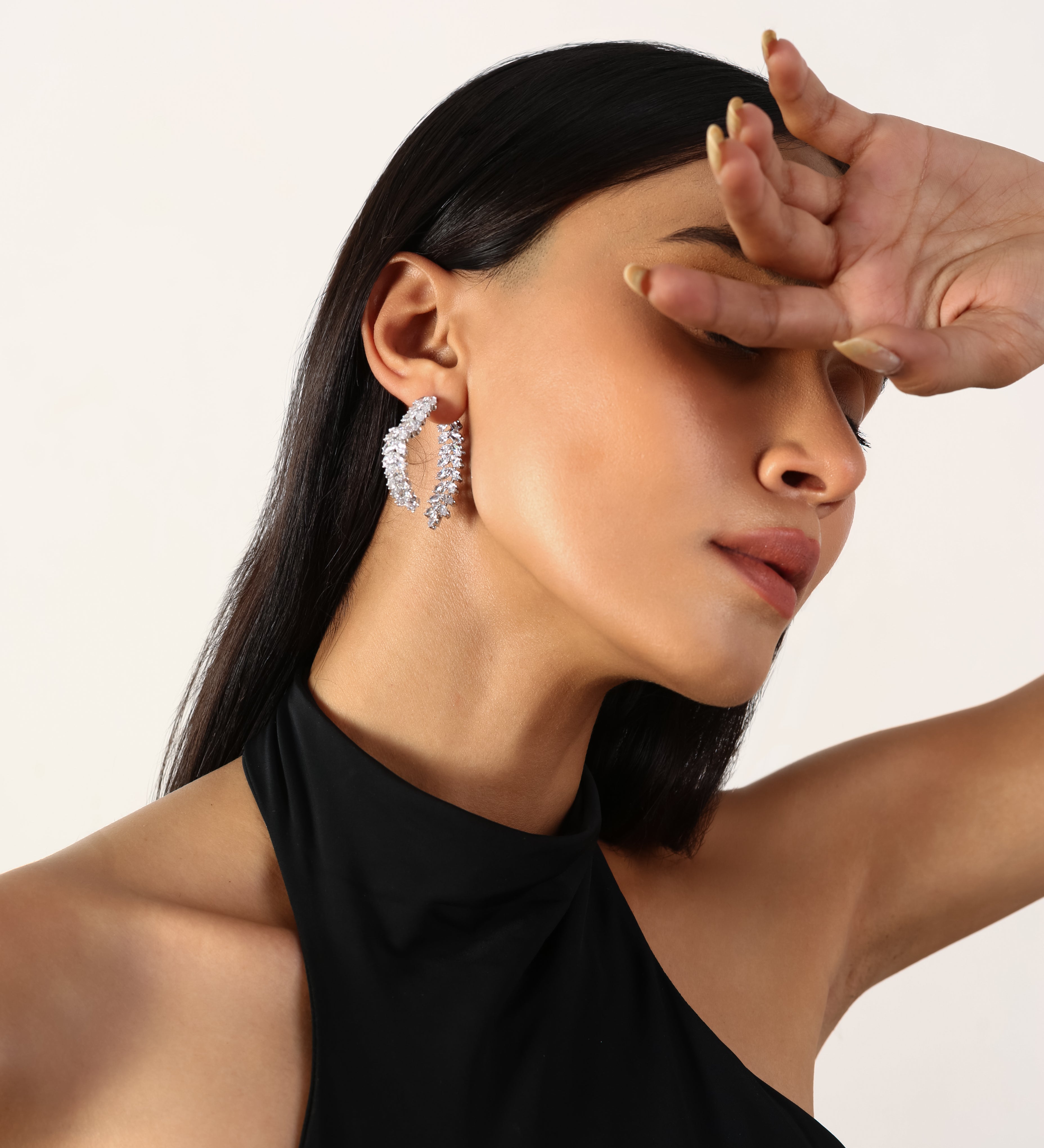 Leaf Style Antitarnish Cz Stone Earring