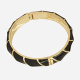 Black Enamel Gold Bracelet Cuff