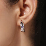 Silver Plated Multi CZ Stone Hanging Earrings