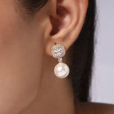 Gold Plated White Shell Pearl Anti-Tarnish Earrings