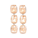 Three Drop Champagne Cubic Zirconia Earrings